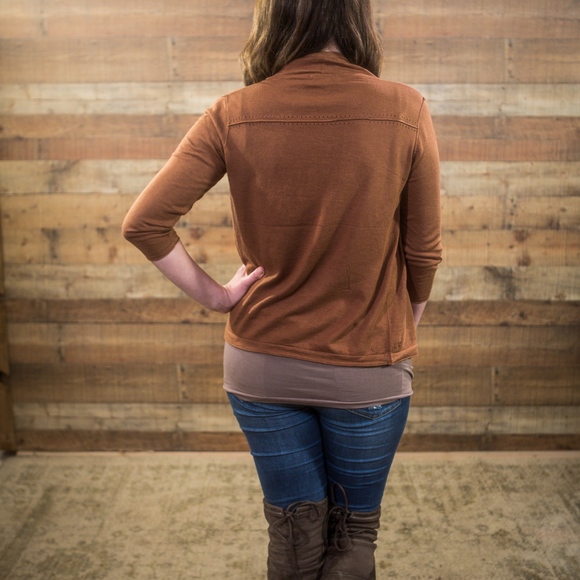 Leaf Peeper Drape Cardigan in Rust - Picture 3 of 3